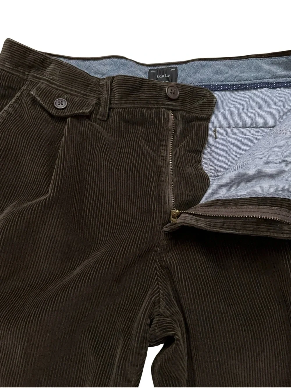 J.Crew Corduroy Pants Mens Size 31x30 Pleated 10-Wale Coin Pocket Cotton Brown